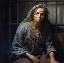 AI IMAGE - Portrait of Martha Corey in her prison cell, Salem, 1692, (2023). Creator: Heritage Images.
