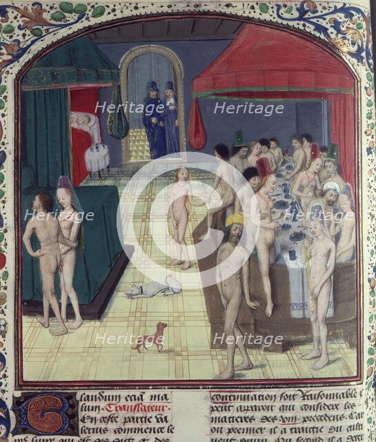 The baths of Sergius Orata. Miniature from Valerius Maximus, ca. 1470-1480. Creator: Anonymous master.