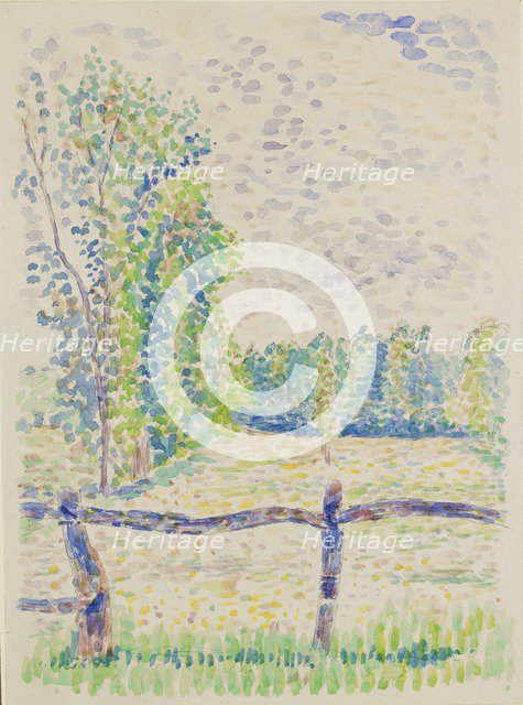 La Barriere, Eragny Meadows, c1886. Artist: Lucien Pissarro.