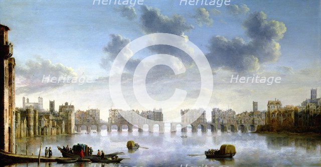 Old London Bridge, c1630. Artist: Claude Jongh