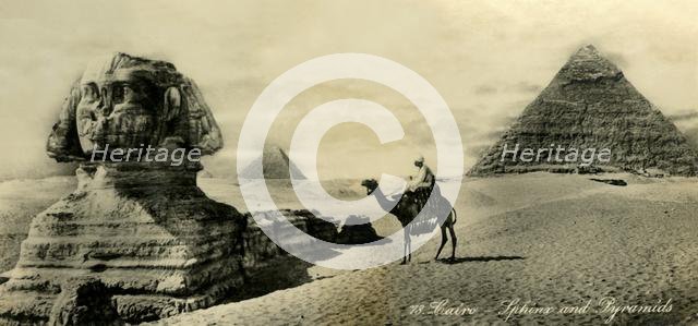 'Cairo - Sphinx and Pyramids', c1918-c1939. Creator: Unknown.