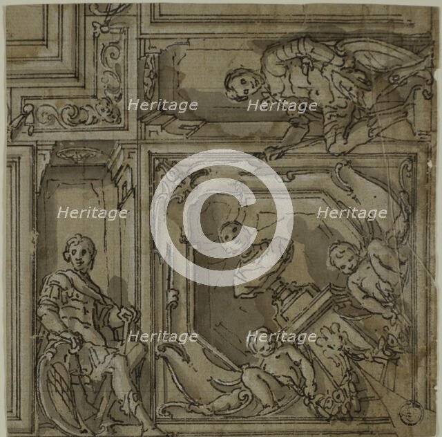 Design for Corner of a Ceiling Decoration, 1590/1614. Creator: Lazzaro Tavarone.