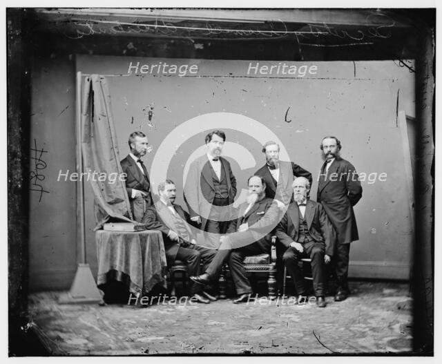 Postmaster-General Cresswell and assistants, between 1860 and 1875. Creator: Unknown.