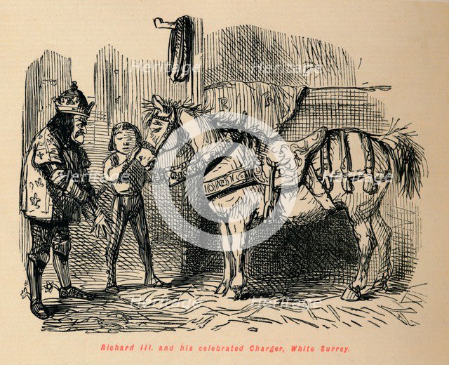 'Richard III. and his celebrated Charger, White Surrey', . Artist: John Leech.