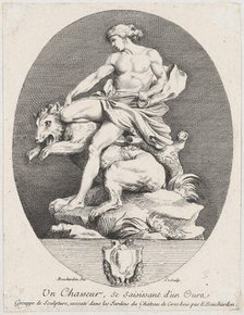 A Hunter Grabbing a Bear, 1737. Creators: Caylus, Anne-Claude-Philippe de, Jacques Philippe Le Bas.