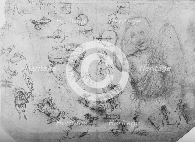 'Studies of an Angel, of Horsemen and of Other Figures', c1480 (1945). Artist: Leonardo da Vinci.