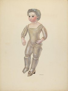 Doll with Bisque Head, c. 1937. Creator: Dorothy Harris.