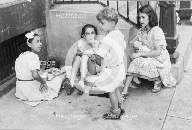 Children playing in the street, 61st Street between 1st and 3rd Avenues, New York, 1938. Creator: Walker Evans.