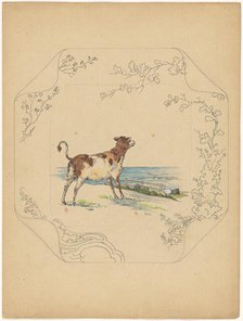 Design for model 'square' board with cow by the sea, c.1875-c.1880. Creator: Albert Louis Dammouse.