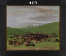 Buffalo Chase, a Surround by the Hidatsa, 1832-1833. Creator: George Catlin.