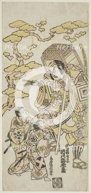 The Actors Ichikawa Ebizo II as Musashibo Benkei, Sakata Shintaro (?) as Soga no Goro, and..., 1744. Creator: Torii Kiyonobu II.