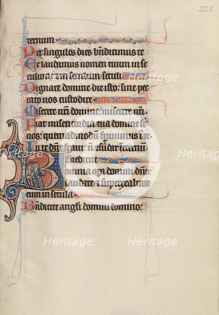 Initial B: The Three Men from the Fiery Furnace; Bute Psalter, text and illumination about 1285. Creator: Bute Master.