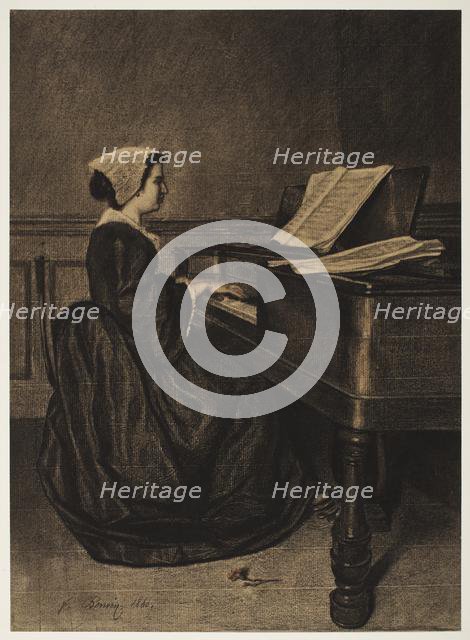Woman at the Spinet, 1860. Creator: François Bonvin (French, 1817-1887).