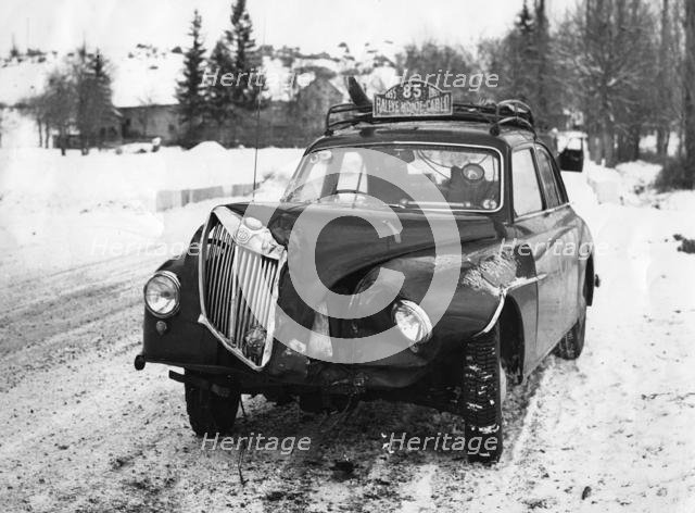 MG Magnette ZA crash, 1955 Monte Carlo rally. Creator: Unknown.