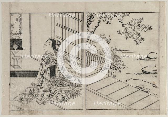 Woman Looking at a Hanging Scroll, c. 1740s. Creator: Nishikawa Sukenobu (Japanese, 1671-1754).