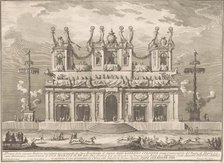 The Seconda Macchina for the Chinea of 1765: A Decorated Building with Cockaigne Poles, 1765. Creator: Giuseppe Vasi.