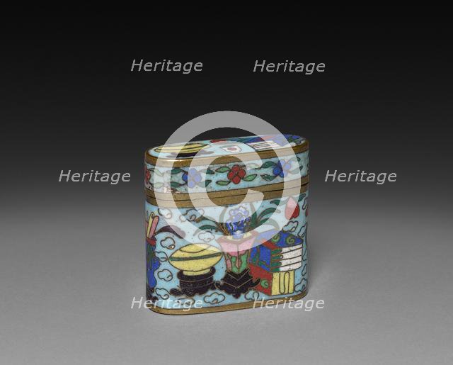 Cloisonne Opium Box and Lid, c 1800s. Creator: Unknown.
