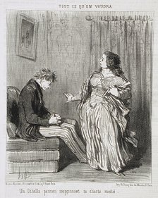 Un Othello parisien soupçonnant sa chaste moitié, 1852. Creator: Honore Daumier.