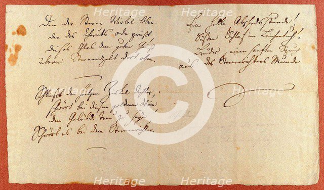 From the Ode to Joy (An die Freude). Autograph manuscript, 1785.