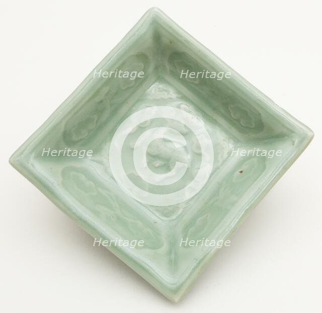 Square Dish with Symbols of Longevity and Immortality (Deer, Bats..., Yuan dynasty (1271-1368). Creator: Unknown.