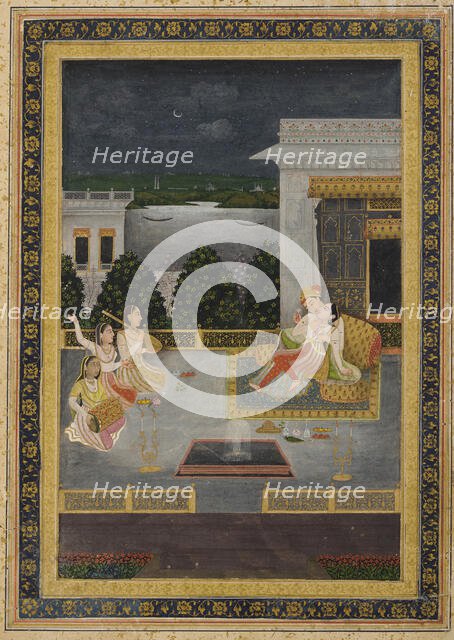 Lovers on a terrace with three musicians, 18th century. Creator: Unknown.