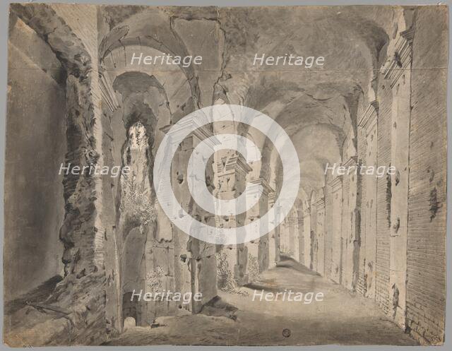 Large Ruined Portico or Corridor (recto), c.1600. Creator: Unknown.