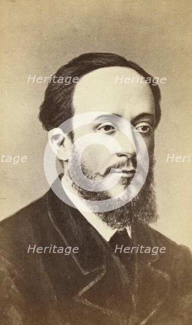 Dmitri i Ivanovich Pisarev, head-and shoulders portrait, facing right, between 1880 and 1886. Creator: Unknown.