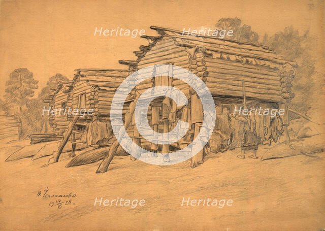 The pilot's storage sheds, 1928. Creator: Dmitrii Innokent'evich Karatanov.