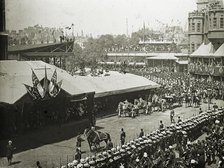 Elevated view showing procession to celebrate Queen Victoria's Golden Jubilee, London, 1887. Creator: AMTA.