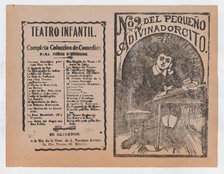 Cover for 'Del Pequeño Adivinadorcito', a young boy resting his head on his hand ..., ca. 1890-1910. Creator: José Guadalupe Posada.