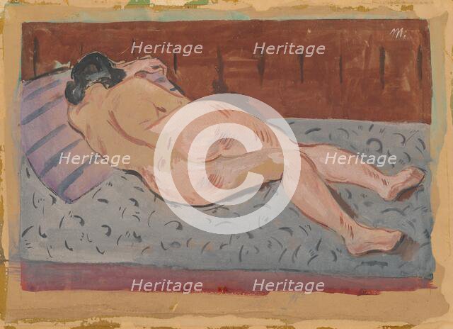 A reclining nude from behind, 1930-1939. Creator: Cyprian Majernik.