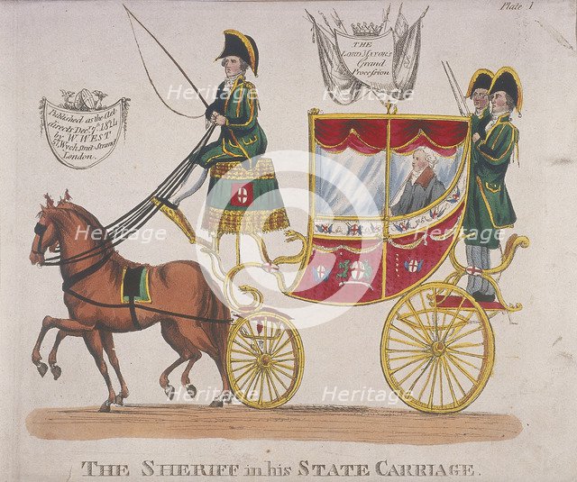 Sheriff in his state carriage during the Lord Mayor's Procession, 1824. Artist: Anon