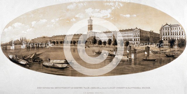 Cheyne Walk, Chelsea, London, c1846.                                              Artist: Anon