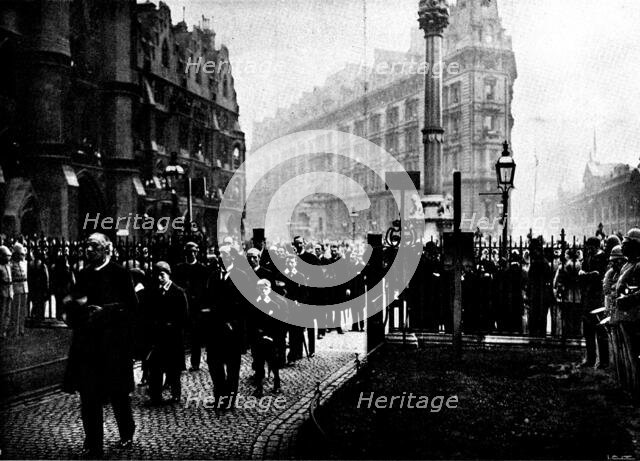 The Funeral of Mr. Gladstone: ...the Rev. Stephen Gladstone, entering the Abbey, 1898. Creator: SB Bolas & Co.