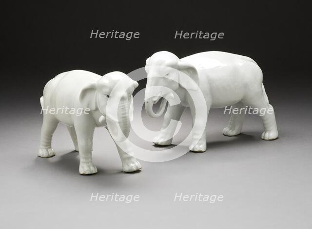 Pair of Okimono in the Form of Walking Elephants, 19th century. Creator: Unknown.