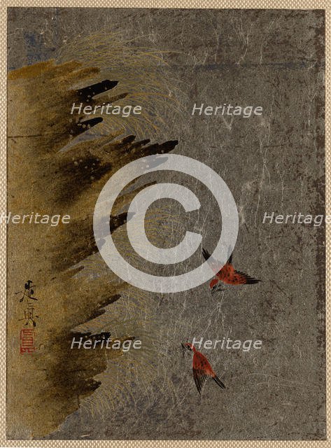 Birds and Jutting Rocks. Creator: Shibata Zeshin.