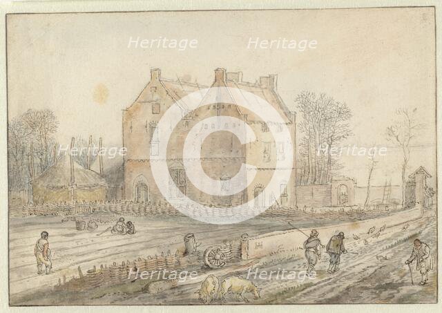 View of a Country House with Sowers in the Field, c.1610-c.1615. Creator: Hendrick Avercamp.