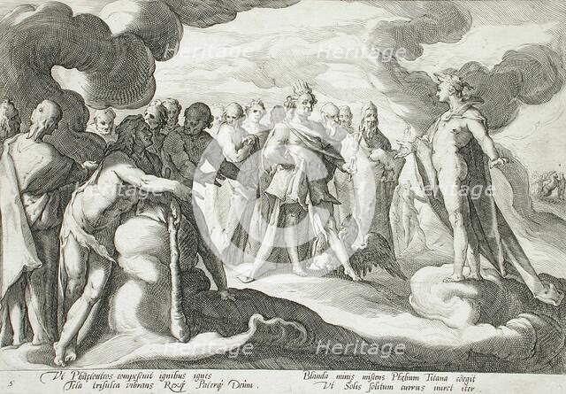 Jupiter and the Other Gods Asking Helios to Resume Control of the Chariot, published 1590. Creator: Hendrik Goltzius.