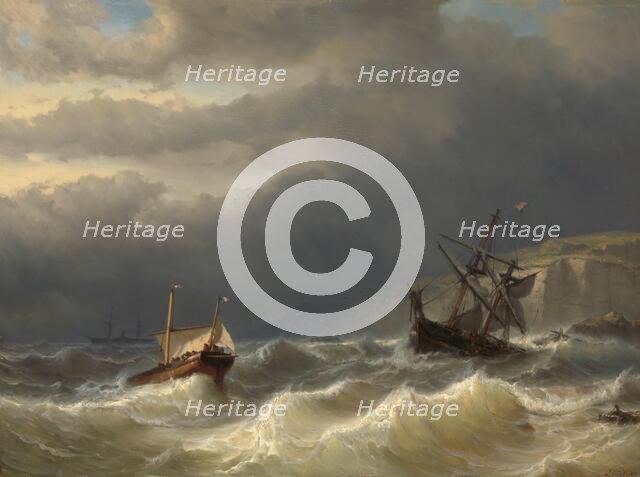 Storm in the Strait of Dover, 1819-1866. Creator: Johan Hendrick Louis Meijer.