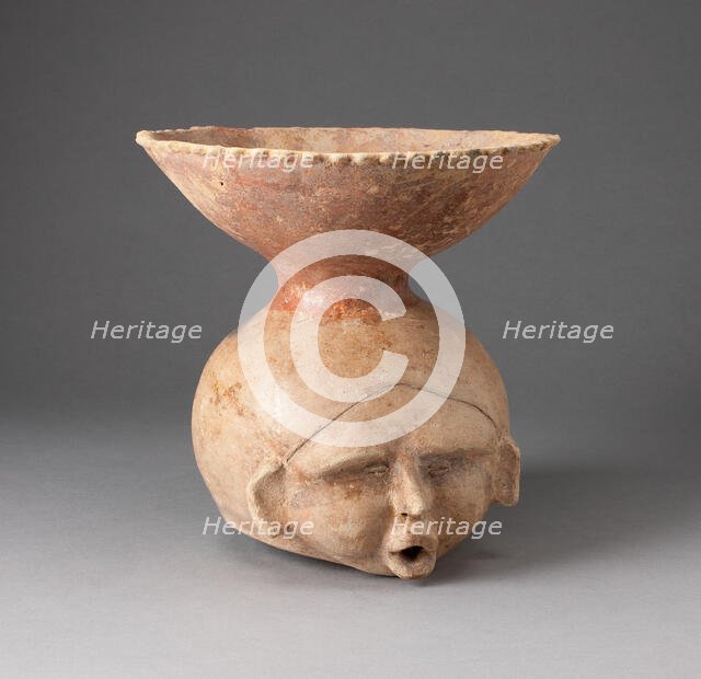 Open-Necked Vessel in the Form of a Human Head, Possibly Deceased, c. A.D. 200. Creator: Unknown.