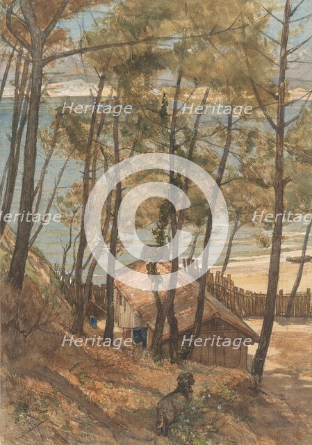 View from a hill on a house on the Gulf of Arcachon, 1876. Creator: August Allebe.