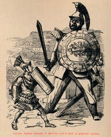 'Terrific Combat between T Manlius and a Gaul of gigantic stature', 1852. Artist: John Leech.