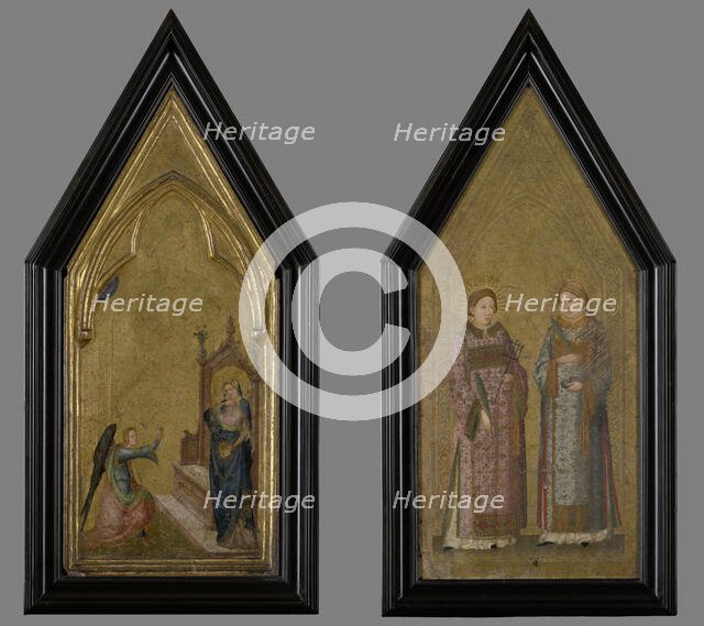 Small Altar-Annunciation (Obverse), Saints Lawrence and Stephen (Reverse), between 1310-1320. Creator: Master of the Saint George Codex.