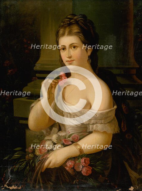 Young Woman with a Bouquet, 1874. Creator: Alexander Nyulassy.