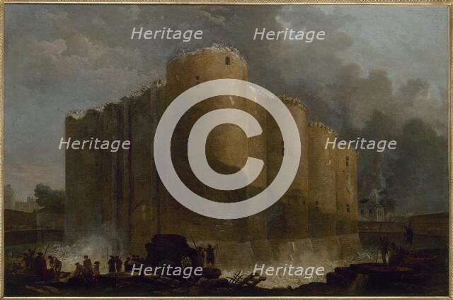 La Bastille, dans les premiers jours de sa démolition, 1789. Creator: Hubert Robert.