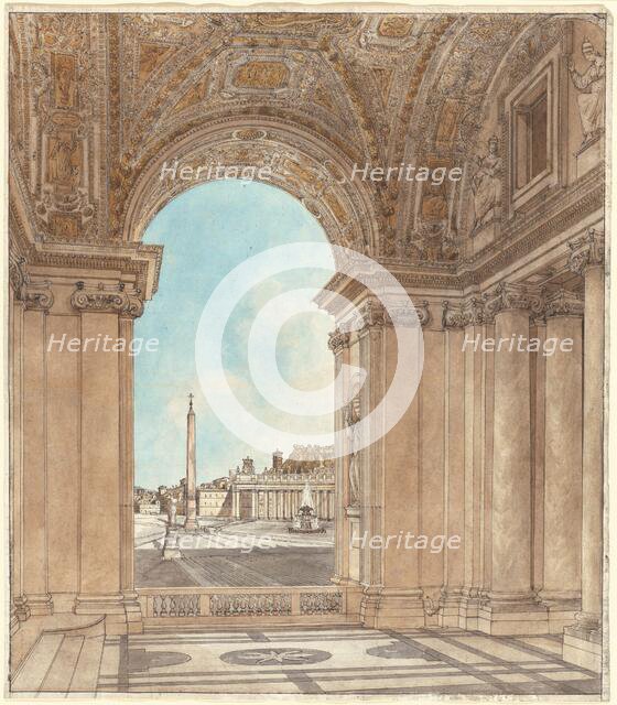 The Piazza of Saint Peter's Seen through an Arch of the Basilica, 1778/1779. Creator: Giacomo Antonio Domenico Quarenghi.