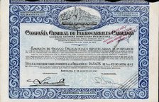 Obligation of 500 pesetas of the Compañía General de Ferrocarriles Catalanes, S.A., at 6%, Barcel…