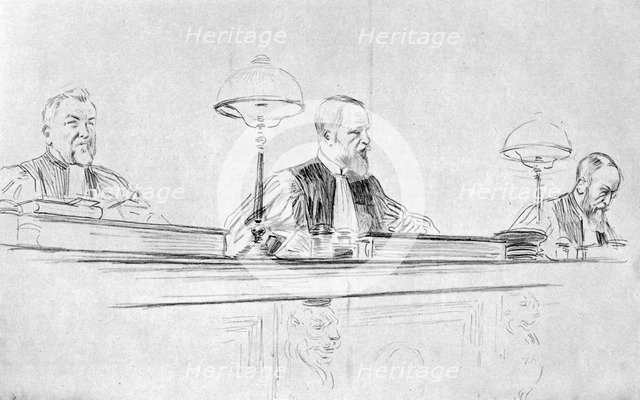 The judge, M de Valles, during the trial of Marguerite Steinheil, Paris, France, 1909. Artist: L Sabattier