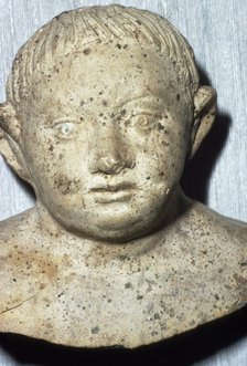 Roman Pipeclay Head of Child from Roman grave at Colchester, Essex, c2nd-3rd century. Artist: Unknown.