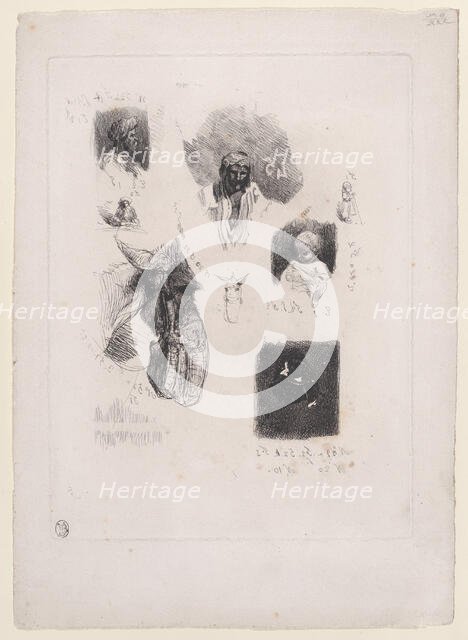 Leaf of Sketches, 1833-38. Creator: Alexandre Gabriel Decamps.